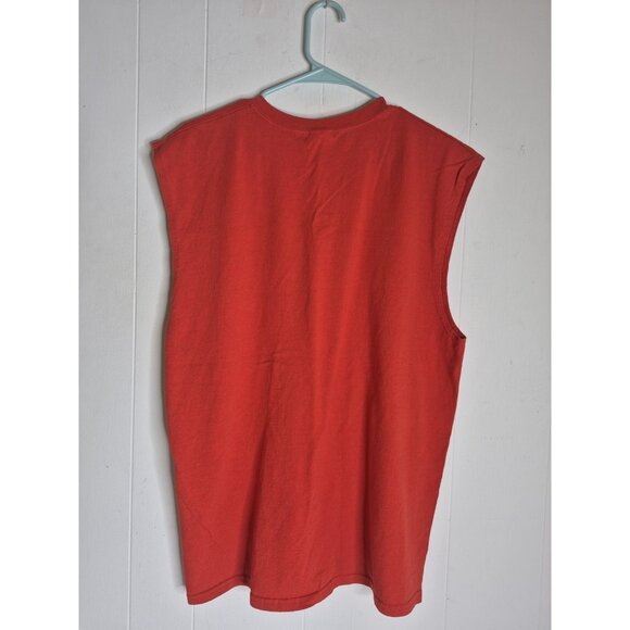 Vtg  Wrestling Shirt Sleeveless Hulkamania Spellout Red Hulk Hogan Men's Size XL - Picture 5 of 9
